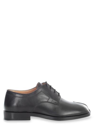 Maison Margiela 20mm Tabi Leather Lace-up Shoes In Black