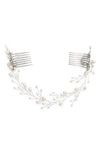Brides And Hairpins Brides & Hairpins Leona Pearl & Crystal Halo Comb In Silver