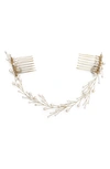 Brides And Hairpins Brides & Hairpins Leona Pearl & Crystal Halo Comb In Gold