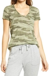Caslon ® Rounded V-neck T-shirt In Green Spring Camo