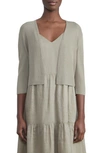 Lafayette 148 Open Front Crop Cardigan In Green Clay