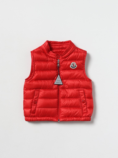 Moncler Babies' 胸前标贴填充马甲 In Red