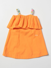 Emilio Pucci Kids' Cotton Poplin Dress In Orange