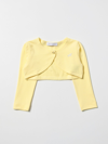 Monnalisa Kids' Cropped Cardigan In Stretch Viscose In Yellow