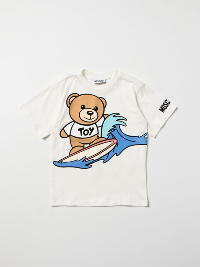 Moschino Kid Kids' T-shirt With Teddy Print In White