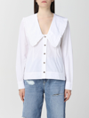 Ganni Ruffled Collar Blouse Featuring Pleats In White
