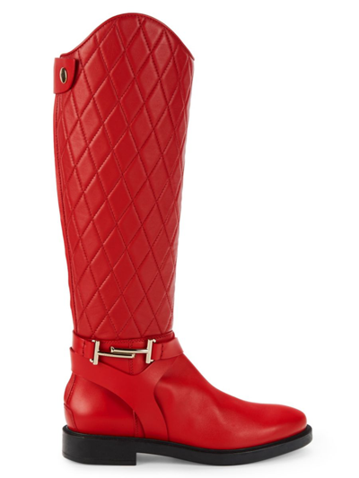 Tod's Women's Women's Stivale Leather Knee-high Boots In Rubino