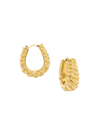 Gabi Rielle Women's 14k Yellow Gold Vermeil Vintage Twist Edge Hoop Earrings