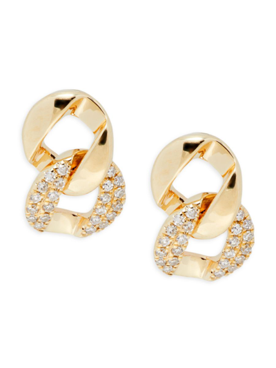 Saks Fifth Avenue Women's 14k Yellow Gold & 0.09 Tcw Diamond Link Stud Earrings