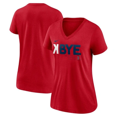 Nike Boston Red Sox Red  K-bye Tri-blend V-neck T-shirt