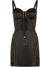 DOLCE & GABBANA LACE-UP SATIN MINIDRESS