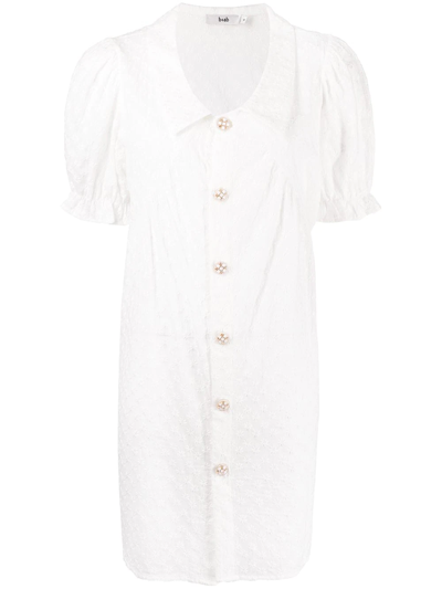 B+ab Floral Embroidered Smock Dress In Weiss