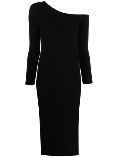 Paula Asymmetric Cashmere Dress In Black