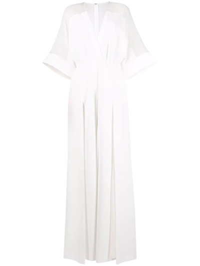 Elie Saab Crêpe Silk Blend Jumpsuit In White