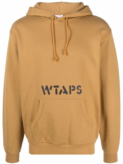 Wtaps Logo-printed Hoodie In Yellow