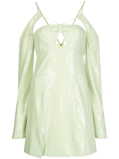 Alice Mccall Sequin-embellished Cut-out Mini Dress In Green