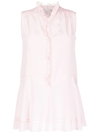 Shiatzy Chen Silk Ruffle-detail Sleeveless Blouse In Pink