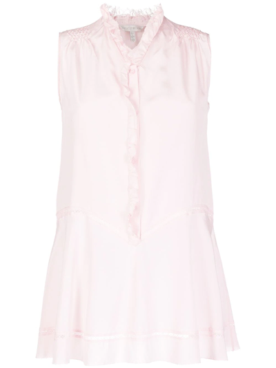 Shiatzy Chen Silk Ruffle-detail Sleeveless Blouse In Pink