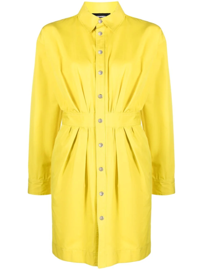 Dsquared2 Gathered Shirt Dress In Yellow