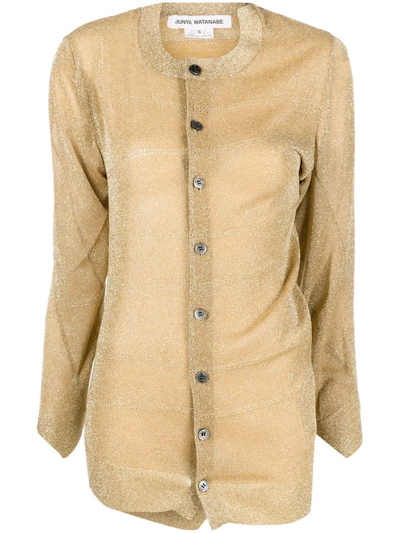 Junya Watanabe Metallic-effect Button-up Cardigan In Golden