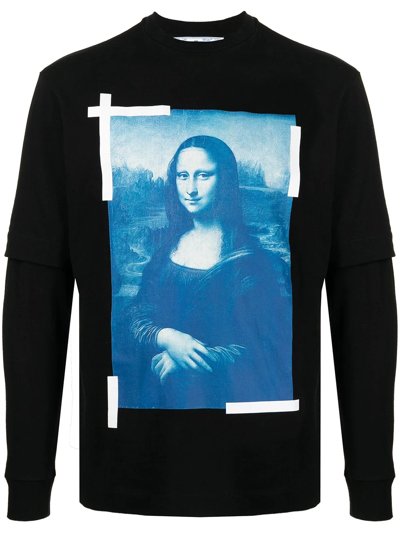 Off-white Mona Lisa Graphic Layered Long-sleeve Shirt In Black