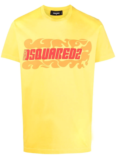 Dsquared2 Logo-print Cotton T-shirt In Gelb