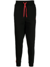 Hugo Boss Logo-tape Cotton Track Pants In Schwarz