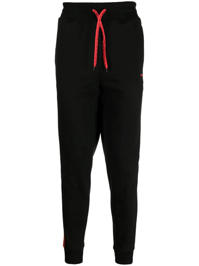 Hugo Boss Logo-tape Cotton Track Pants In Black