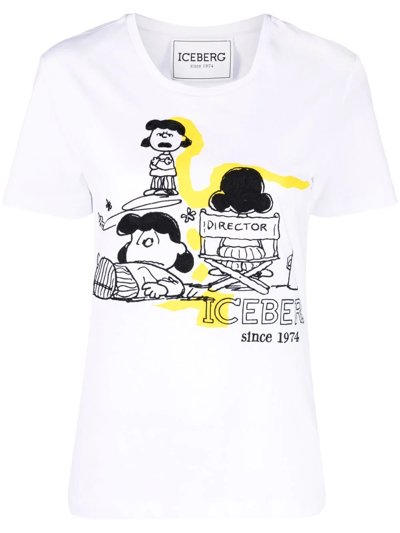 Iceberg Cartoon-print Crew-neck T-shirt In Weiss