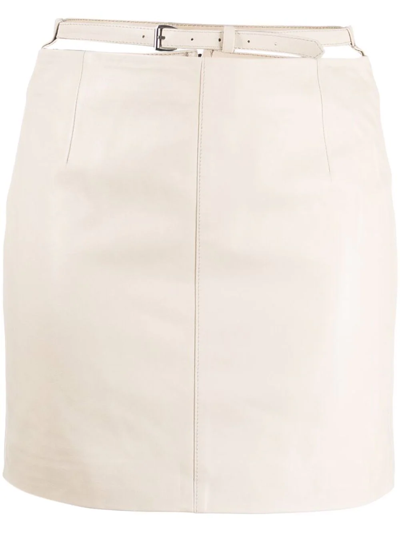 Iro Belted Leather Mini Skirt In Blush