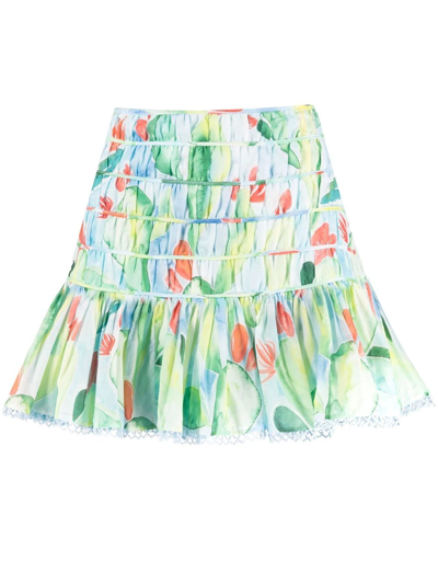 Charo Ruiz Multicolored Floral Print Mini Skirt In Blue