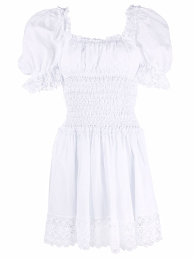 Charo Ruiz Ruched Short-sleeved Mini Dress In White