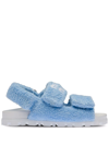 Miu Miu Terry Cloth Touch-strap Sandals In Blue