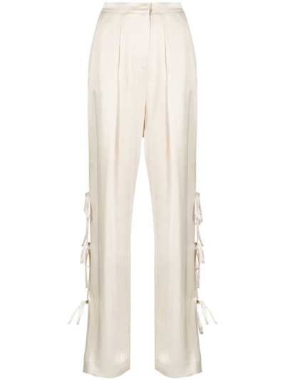 Act N°1 High-rise Tie-leg Satin Trousers In Skin Tones