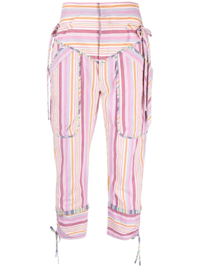 Isabel Marant Cropped Striped Trousers In Purple