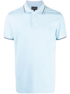 Emporio Armani Logo Embroidered Polo Shirt In Gnawed Blue