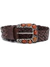 P.A.R.O.S.H ZOE INTERWOVEN EMBELLISHED LEATHER BELT