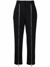 Alexander Mcqueen Decorative Zip-detail Wool Tailored Trousers In Schwarz
