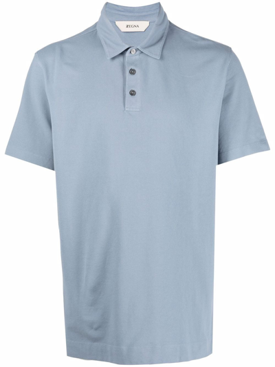 Z Zegna Short-sleeved Polo Shirt In Blau