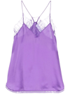 Iro Berwyn Silk Cami With Lace Trim In Violett