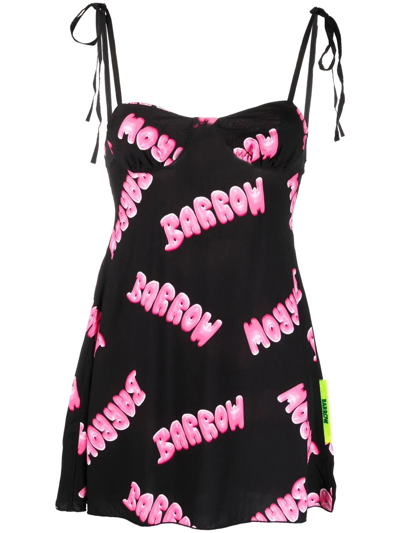 Barrow Jersey Dress Woman Black Jersey Short Dress With Pink Logo Pattern