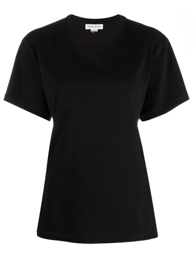 Victoria Beckham Twist Back Cotton Jersey T-shirt In Nero