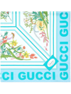 Gucci Floral Print Silk Scarf In Blau