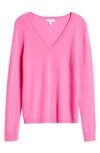 Nordstrom Cashmere Essential V-neck Sweater In Pink Flash