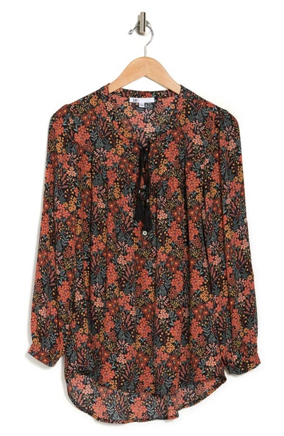 Daniel Rainn Long Sleeve Tunic Top In L336 Ebony