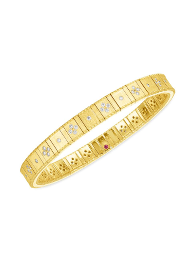 Roberto Coin Princess 18k Yellow Gold & Diamond Flexible Bracelet In White/gold