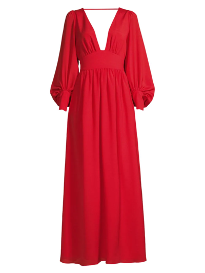 One33 Social Balloon-sleeve Maxi Dress In Red