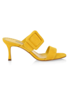 Manolo Blahnik Gable Suede Buckle Mules In Yellow