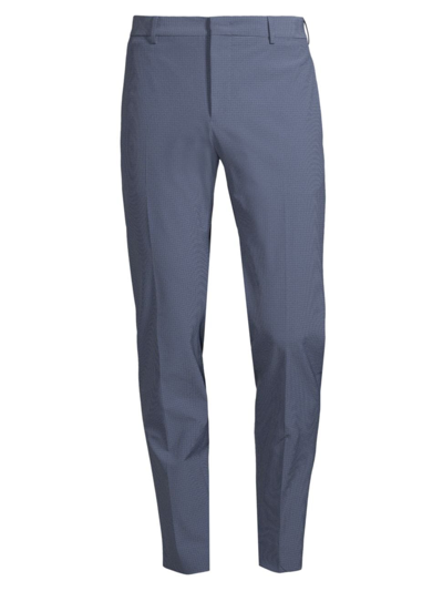 Pt01 Micro Check Straight-leg Trousers In Navy Micro