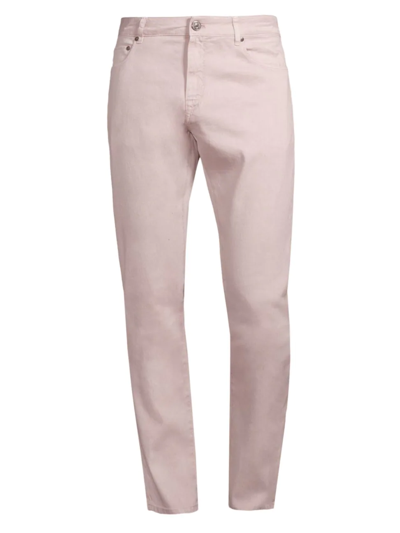 Pt01 Men's Cotton & Linen Stretch Straight-leg Jeans In Pink